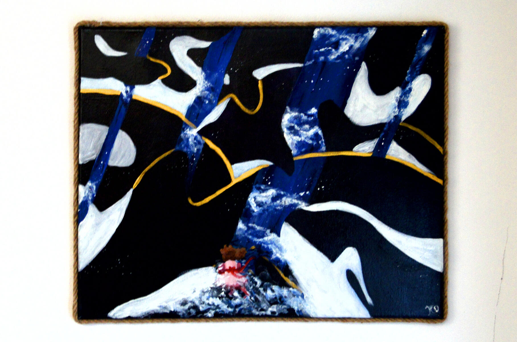 "dangerous waters" . 2024 . acrylic paint. "20" x 16".